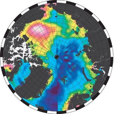 A plot of the Arctic sea surface height