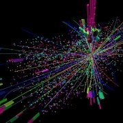 One of the earliest CMS events found showing evidence of two jets. The blue and 