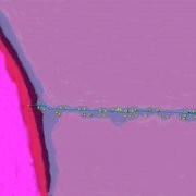 Coloured microscope image of a pilus (blue) protruding from a Pseudomonas syring