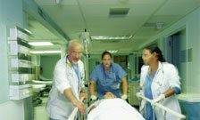 A patient receiving care