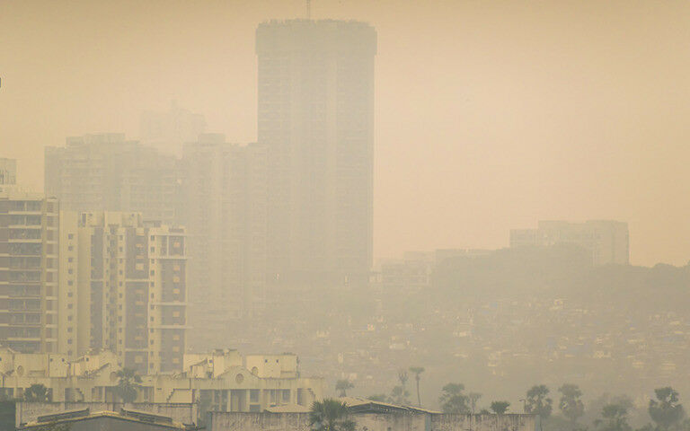 Mumbai, Maharashtra, India - October 2019: High air pollution and haze envelops 