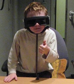 A participant in the vision study.� Credit: Marko Nardini.