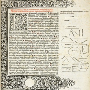 The first printed edition of Euclid, translated by Adelardus of Bath and with th