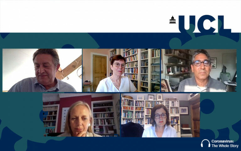 Top l-r: Andrew Hayward, Susan Michie, Deenan Pillay. Bottom l-r: Dame Anne John