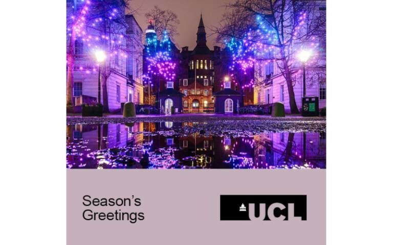 Season&rsquo;s Greetings from UCL. View from the Quad looking towards the Crucif