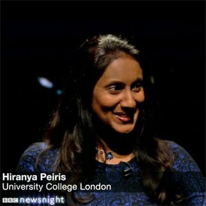 Dr Hiranya Peiris on Newsnight (credit: BBC Newsnight)