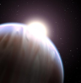This illustration depicts the extrasolar
planet HD 189733b with its parent star 