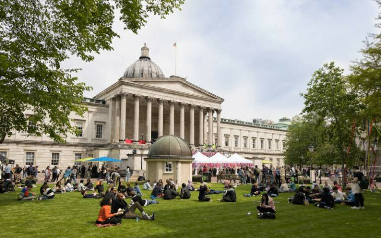 Am image showing UCL&rsquo;s Quad in the Summer during our annual summer celebra